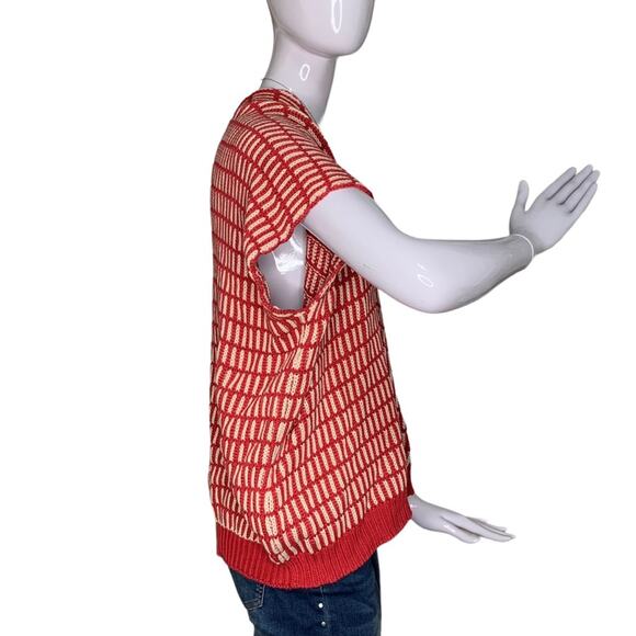 Free People Chunky Knit Poncho Sweater Short Sleeve Back Zipper Closure Size S - Picture 7 of 12